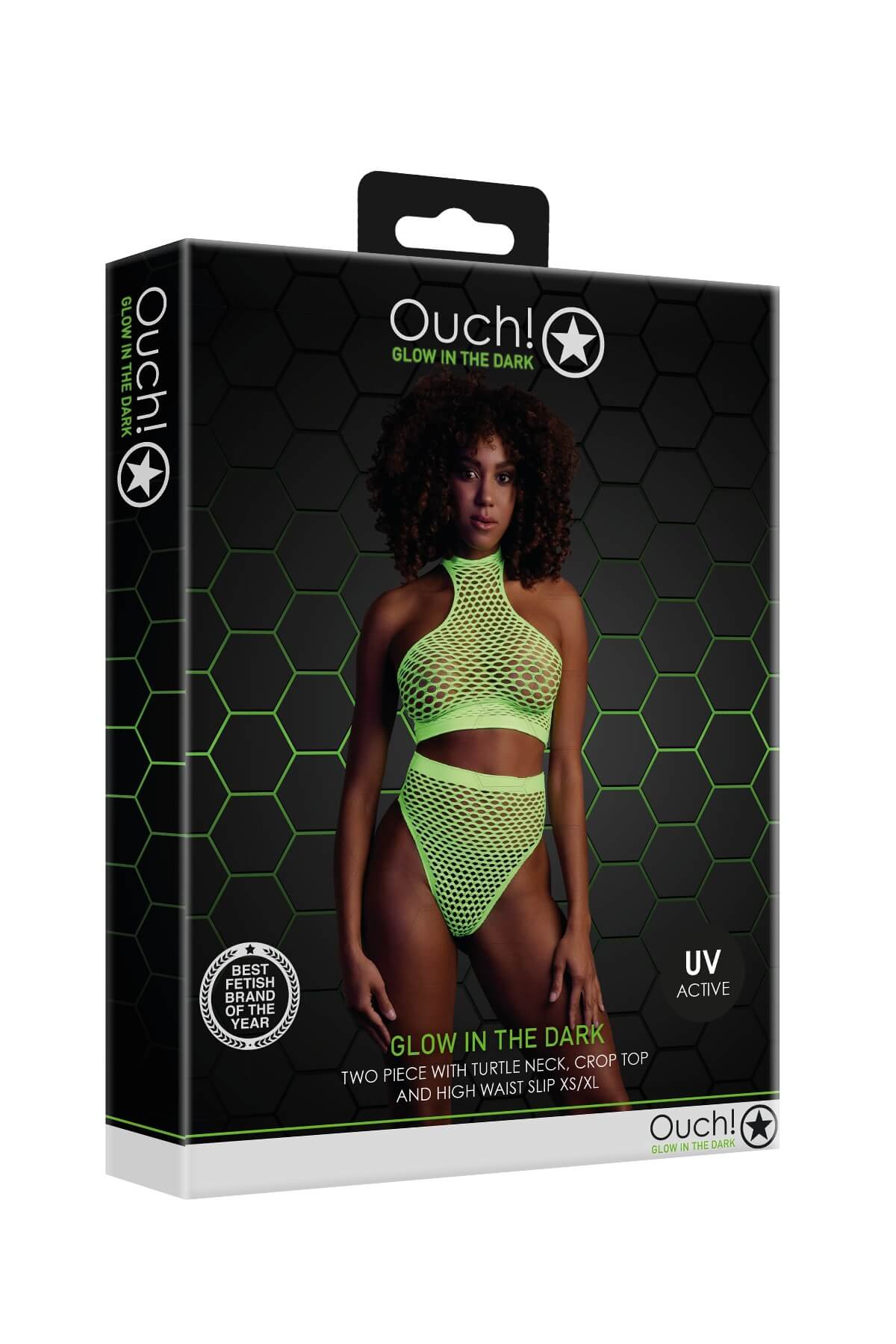 set din plasa elastica de culoare verde neon prezentare cutie si ambalare