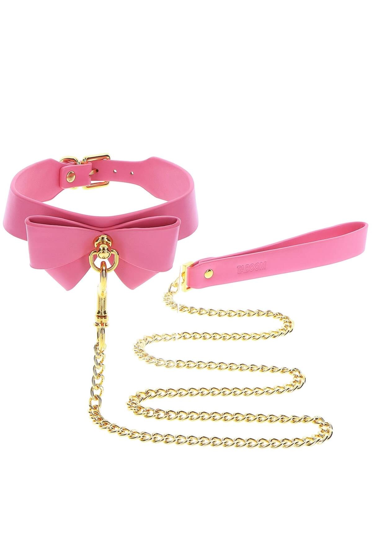 Accesoriu erotic cu lesa Malibu Collar and Leash, Roz, poza produs 2