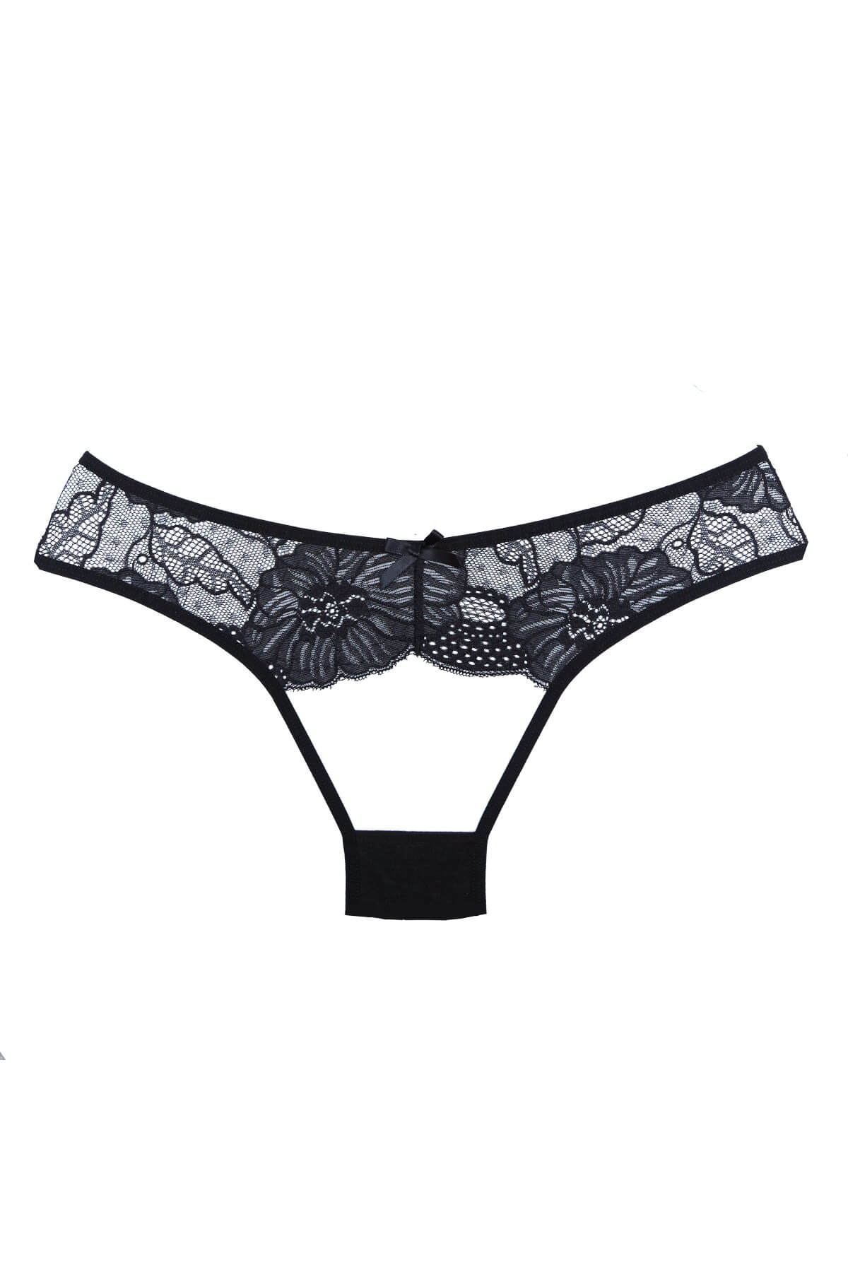 Chilot sexy de dama cu spate ultra deschis Lace Kiss, Negru, Fata